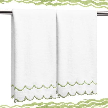 Hahafelt 2 Scalloped Hand Towels Fingertip Towels for Bathroom,Black White