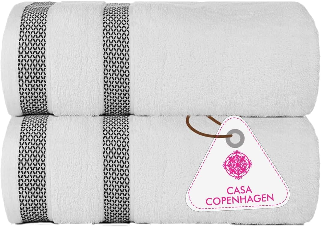 CASA COPENHAGEN Solitaire 6 Pieces Towel Set- Midnight Black, 600 GSM 2 Bath Towel 2 Hand Towel 2 Washcloth, Designed in Denmark Made of Soft Egyptian Cotton for Bathroom, Kitchen & Shower