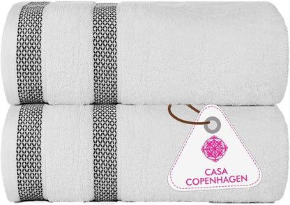 CASA COPENHAGEN Solitaire 6 Pieces Towel Set- Midnight Black, 600 GSM 2 Bath Towel 2 Hand Towel 2 Washcloth, Designed in Denmark Made of Soft Egyptian Cotton for Bathroom, Kitchen & Shower