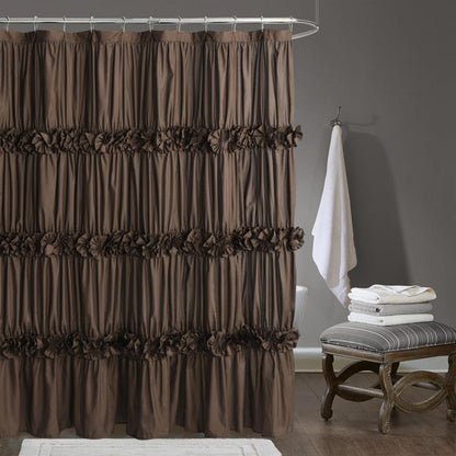 Homechoice Decor Peach Ruffle Shower Curtain for Master Bathroom