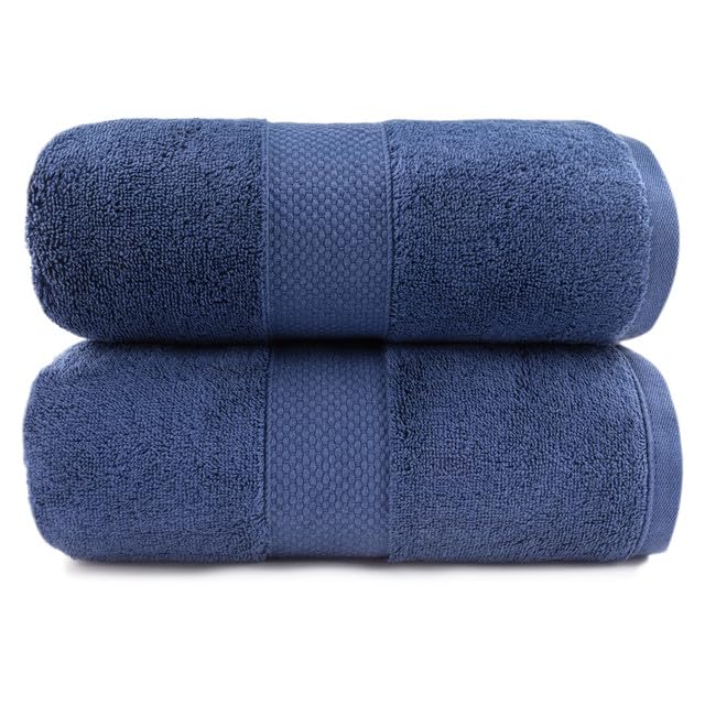 Maisonette Loft Egyptian Cotton Turkish Bath Towels, Soft, Absorbent, Ideal Quick Dry Large Luxury Bath Towel Set for Shower (30" x 58", 4 Pack), Navy Blue