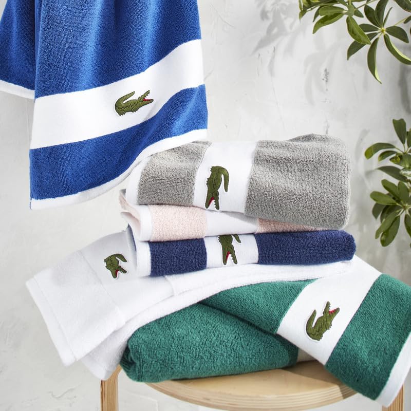 Lacoste Sport Stripe 100% Cotton 6-Piece Towel Set, Meteorite