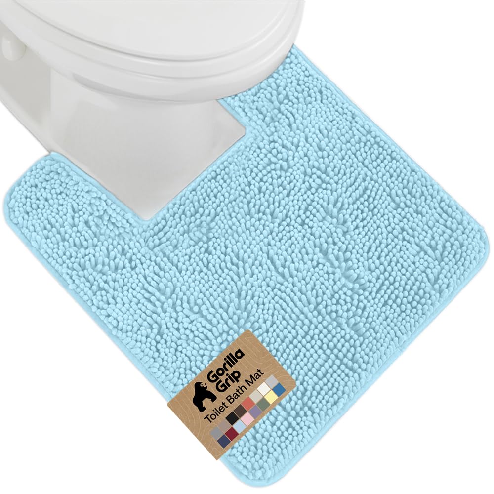 GORILLA GRIP Bath Rug Mat for Bathroom, Absorbent Chenille, 30x20 Gray