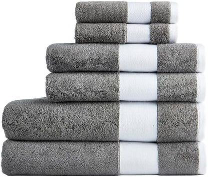 Lacoste Sport Stripe 100% Cotton 6-Piece Towel Set, Meteorite