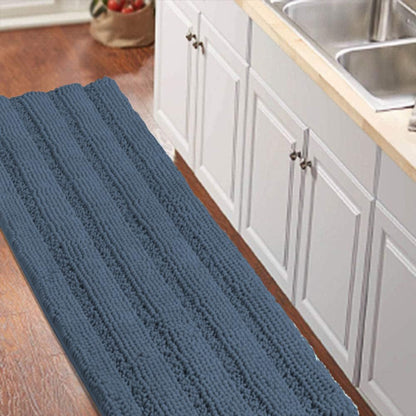 Turquoize Bathroom Runner Rug 17"x47", Soft Absorbent Chenille Bath Rug