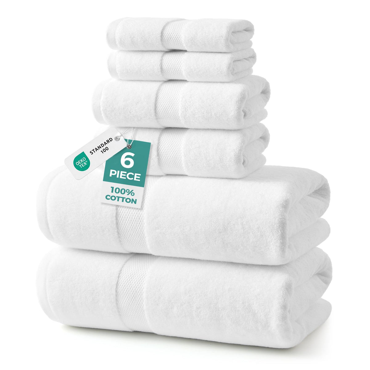 ecolook Ultra Soft 6-Piece Towel Set, 100% Cotton
