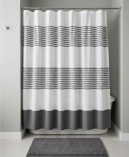 Serafina Home Nautical Striped Blue and White Fabric Shower Curtain: