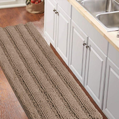 Turquoize Bathroom Runner Rug 17"x47", Soft Absorbent Chenille Bath Rug