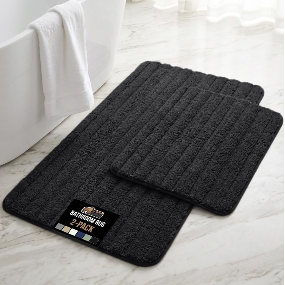 GORILLA GRIP Memory Foam Bathroom Rugs, Absorbent Bath Mat, 30x18 Gray