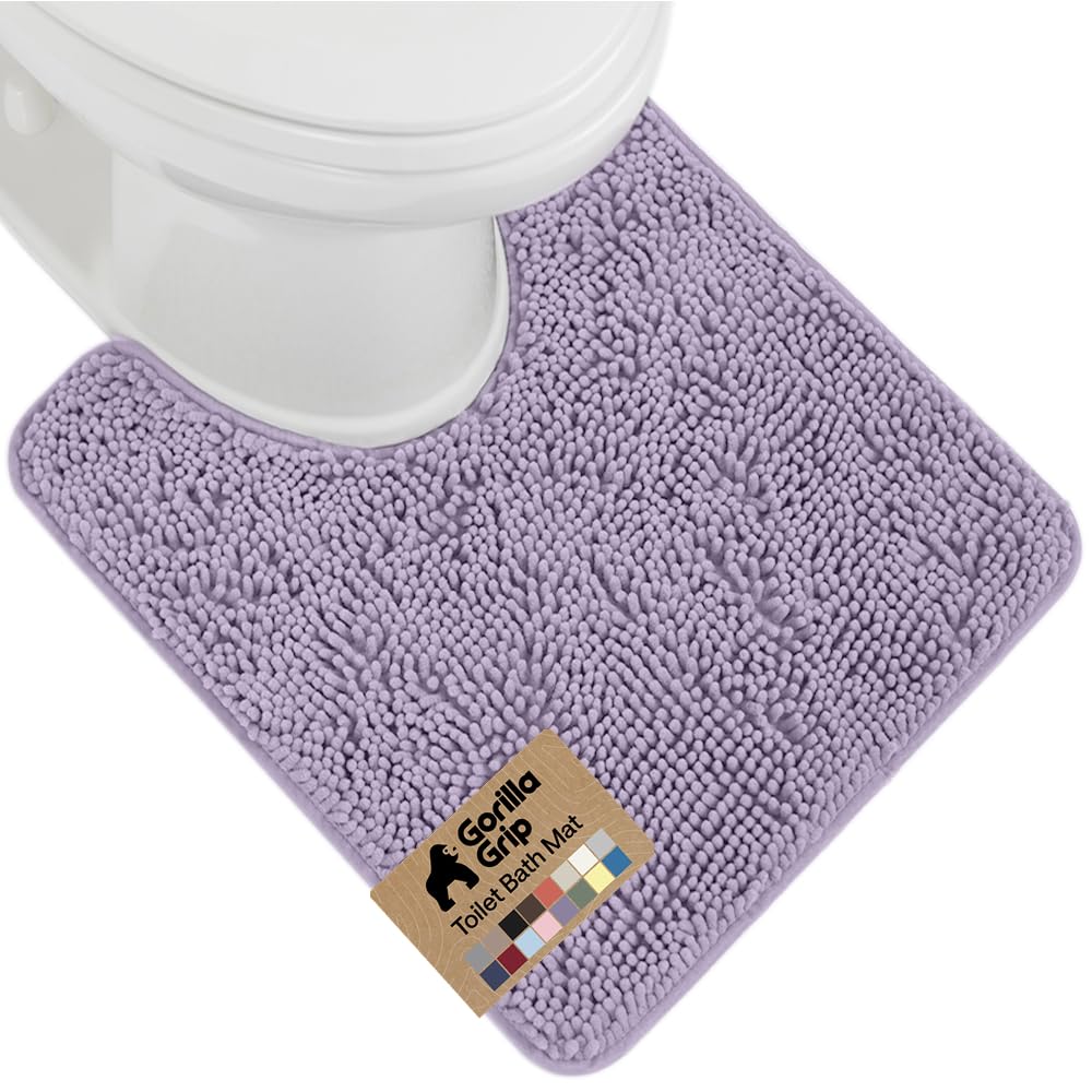 GORILLA GRIP Bath Rug Mat for Bathroom, Absorbent Chenille, 30x20 Gray
