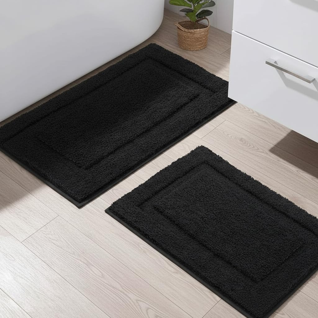 SHACOS Soft Microfiber Bathroom Rugs Set of 2 Pieces, White