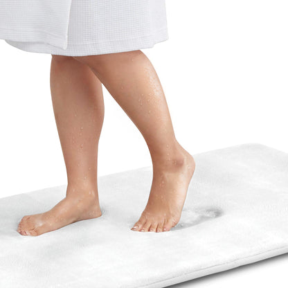 Memory Foam Bath Mat Non Slip Absorbent Super Cozy Velvet Bathroom Rug Carpet (20 inches X 32 inches, Grey)