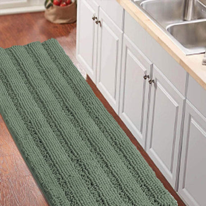 Turquoize Bathroom Runner Rug 17"x47", Soft Absorbent Chenille Bath Rug