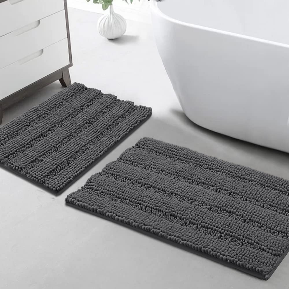 Turquoize Bathroom Runner Rug 17"x47", Soft Absorbent Chenille Bath Rug