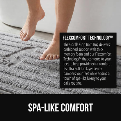 GORILLA GRIP Memory Foam Bathroom Rugs, Absorbent Bath Mat, 30x18 Gray
