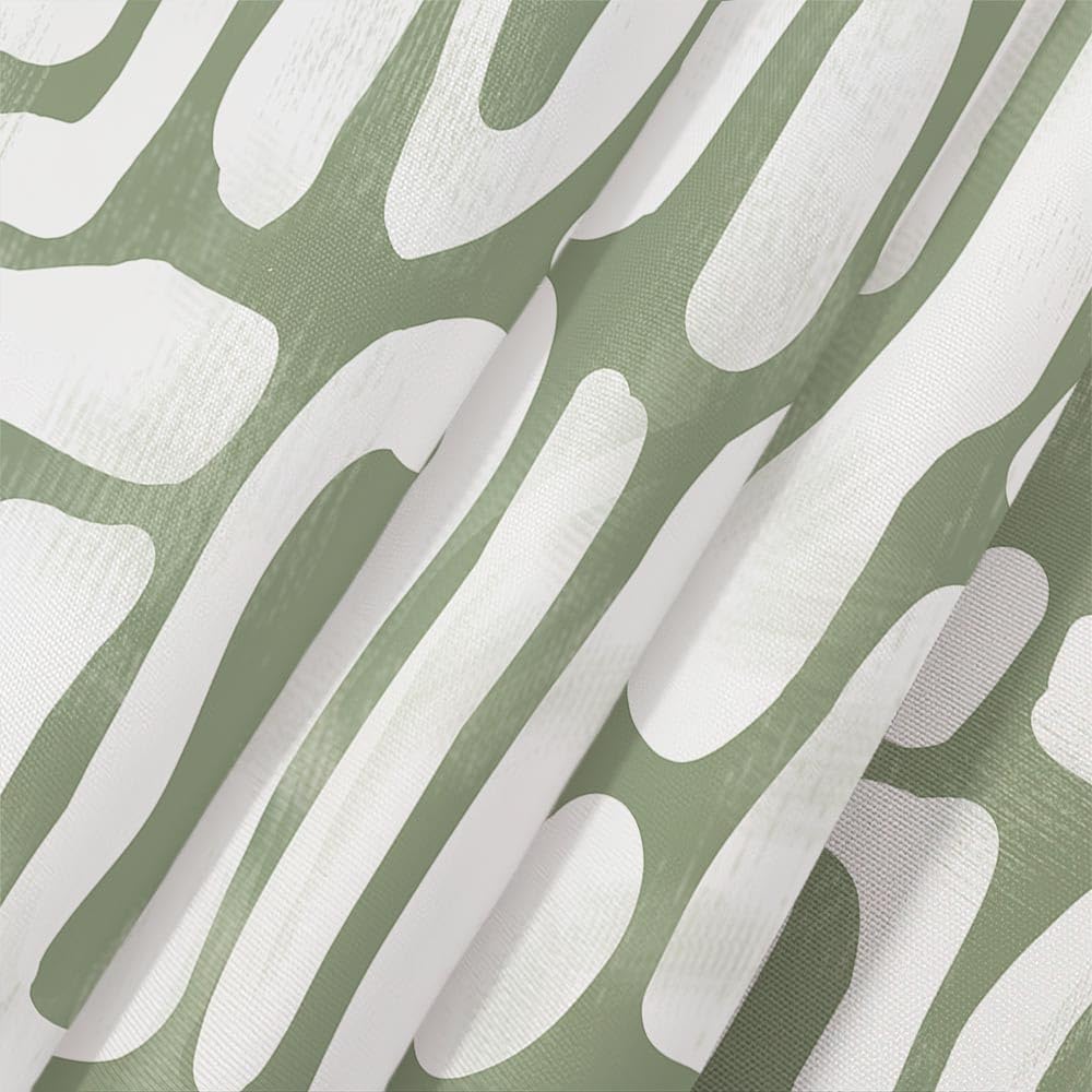 Bondjos Abstract Sage Green Shower Curtain,Boho Modern Geometric Line Art Decor,Abstract Minimalist Farmhouse Style Shower Curtain for Bathroom，Waterproof Polyester Fabric Bathroom Curtain,72x72 Inch
