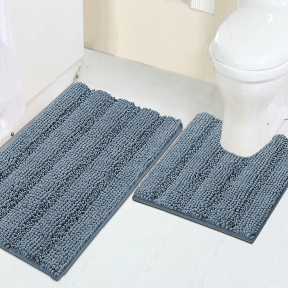Turquoize Bathroom Runner Rug 17"x47", Soft Absorbent Chenille Bath Rug