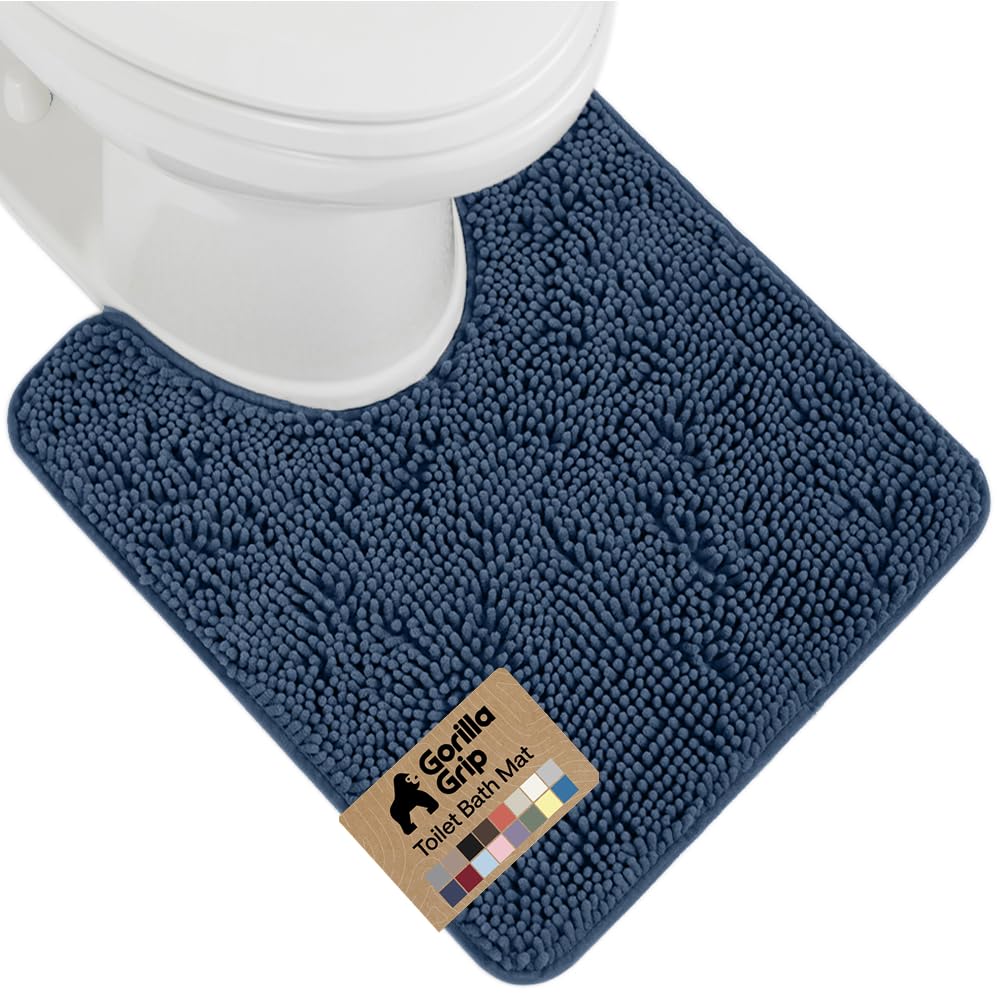 GORILLA GRIP Bath Rug Mat for Bathroom, Absorbent Chenille, 30x20 Gray