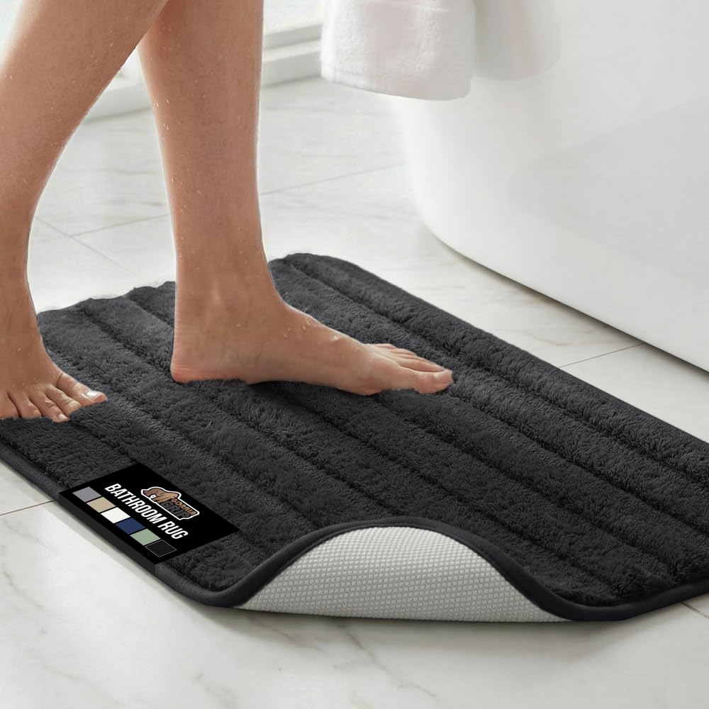 GORILLA GRIP Memory Foam Bathroom Rugs, Absorbent Bath Mat, 30x18 Gray