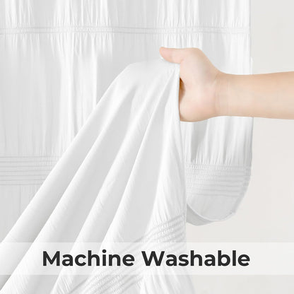 Seasonwood White Shower Curtain Farmhouse Shower Curtain, 72 x 72