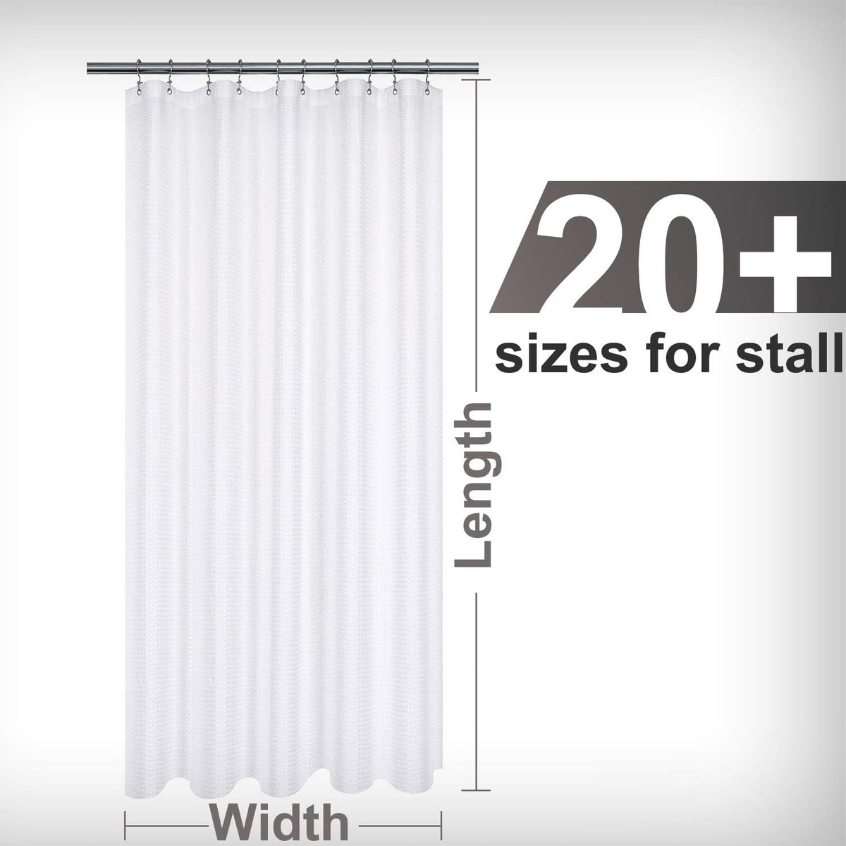 Barossa Design 36x84 Extra Long Stall Shower Curtain Waffle Weave White