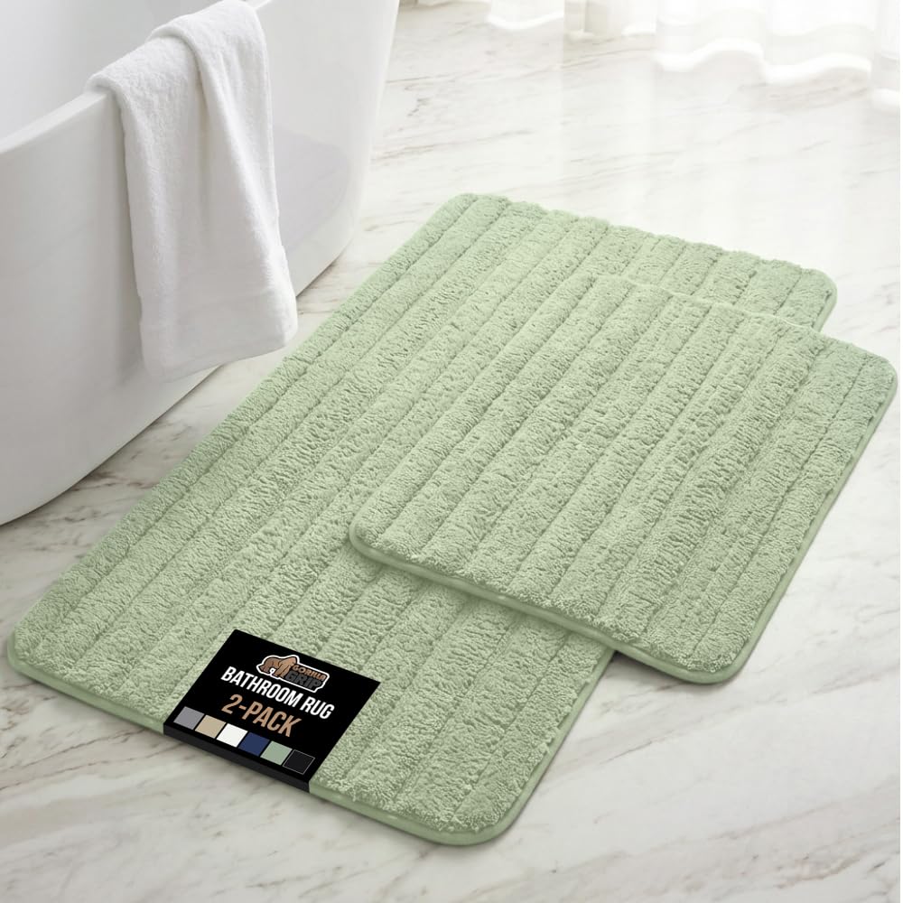 GORILLA GRIP Memory Foam Bathroom Rugs, Absorbent Bath Mat, 30x18 Gray