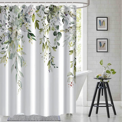 Blue and Green Eucalyptus Shower Window Curtain 40x36 Inch