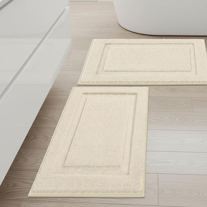 SHACOS Soft Microfiber Bathroom Rugs Set of 2 Pieces, White