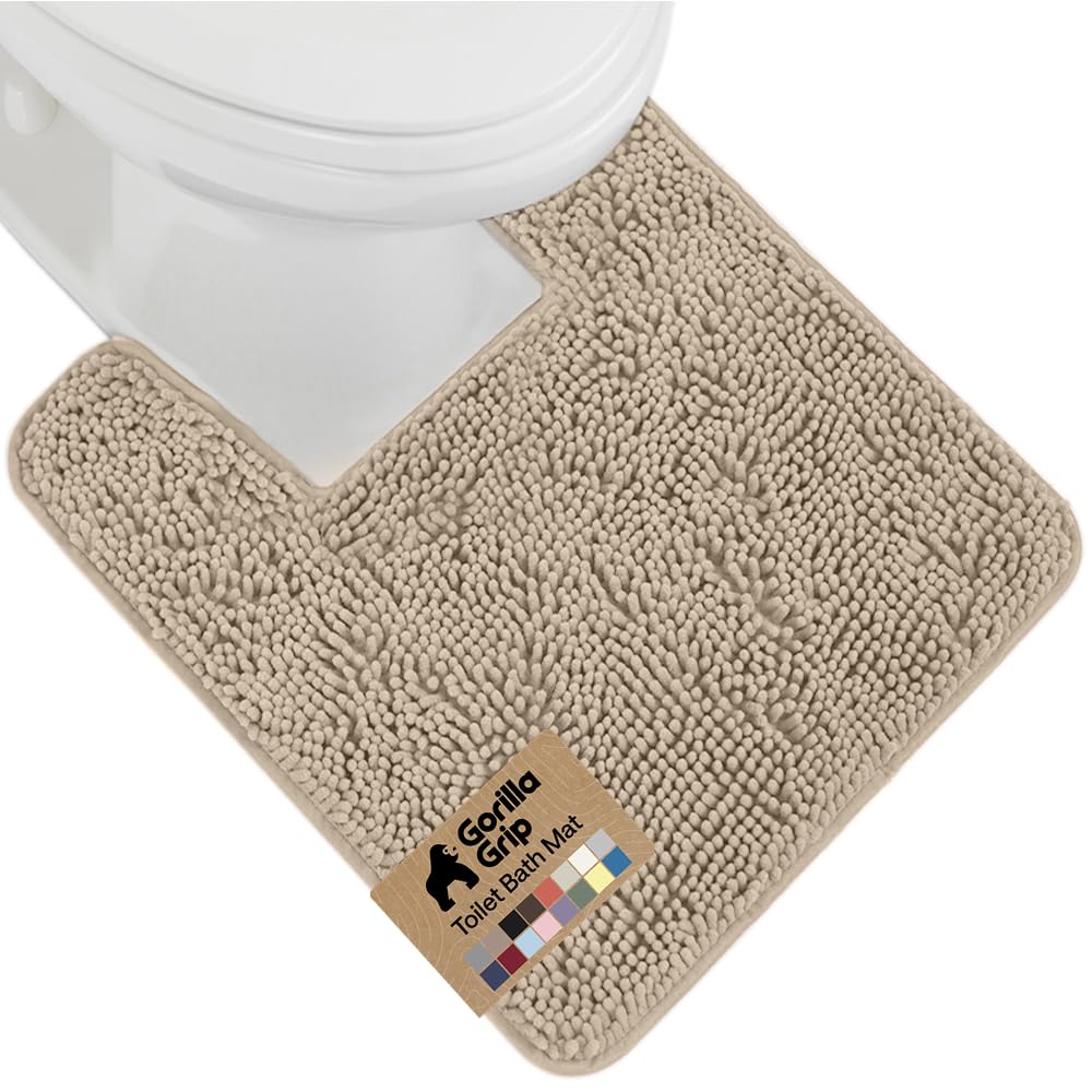 GORILLA GRIP Bath Rug Mat for Bathroom, Absorbent Chenille, 30x20 Gray