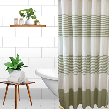 Serafina Home Nautical Striped Blue and White Fabric Shower Curtain: