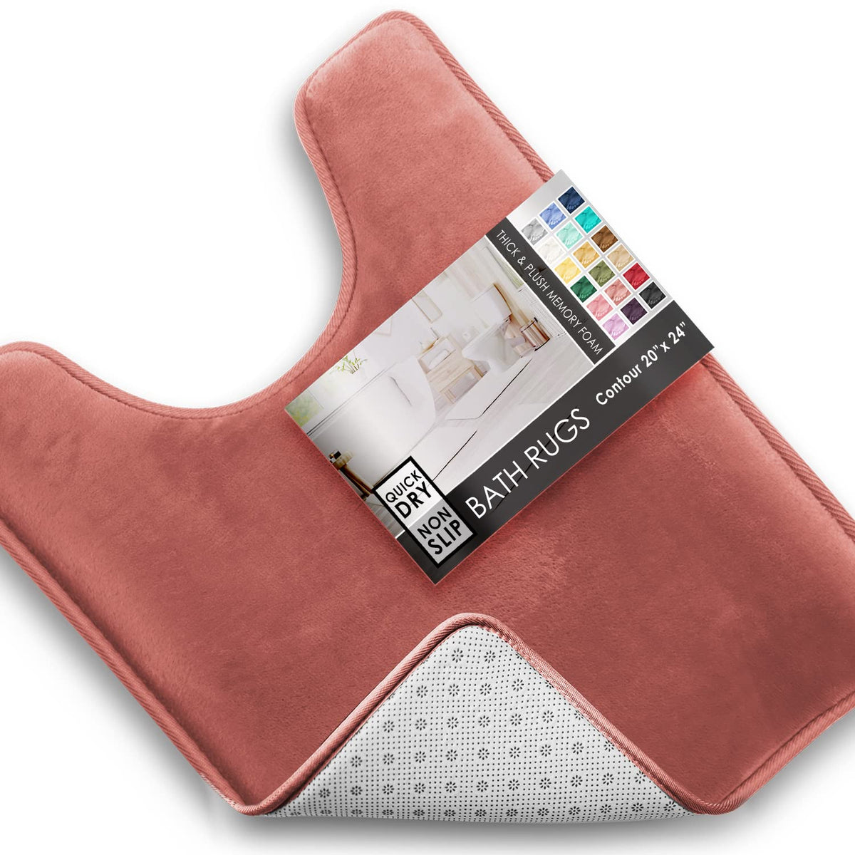 Clara Clark 3 Piece Bathroom Rugs Bath Mat Set, Velvet Memory Foam Bath Mats for Bathroom - Non-Slip, PVC Backing Bath Rugs, Washable - Dries Quickly, Green