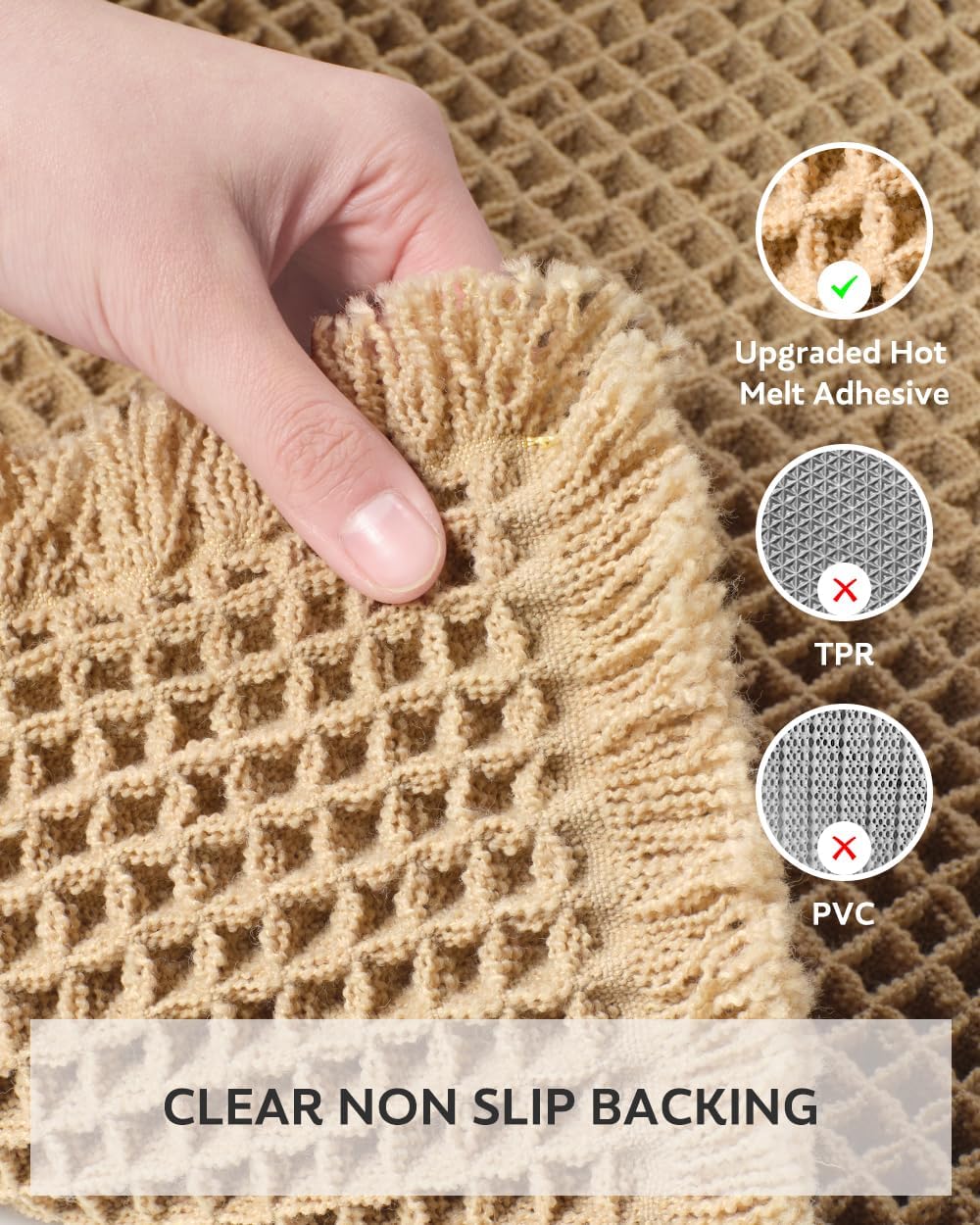 tchdio Waffle Bath Mat-Runner Rug, Super Absorbent Non Slip Bath Mats for Bathroom Machine Washable Long Rugs with Tassels, Bath Rugs for Bathroom Floor Beside Tub, 2' x 6'