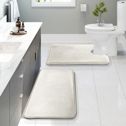 Clara Clark 3 Piece Bathroom Rugs Bath Mat Set, Velvet Memory Foam Bath Mats for Bathroom - Non-Slip, PVC Backing Bath Rugs, Washable - Dries Quickly, Green