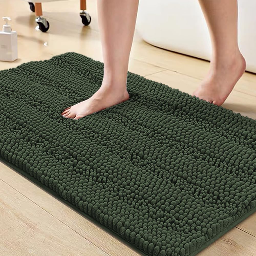 Turquoize Bathroom Runner Rug 17"x47", Soft Absorbent Chenille Bath Rug