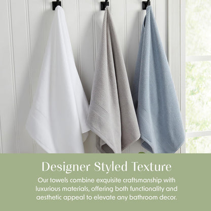 Springtree Home 100% Cotton Bath Towel Set | 6-Piece Set | Textured | Blue