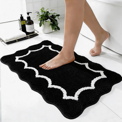 Cute Scalloped Rose Pink Bathroom Rugs Mat,Non Slip Absorbent Quick Dry Bath Mats for Shower Room,Microfiber Bath Mats for Bathroom Floor Washable Carpet for Shower Tub Sink Bedroom,20"x32"