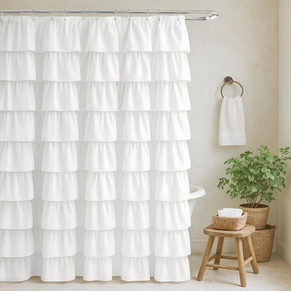 Seasonwood Black Ruffle Shower Curtain Farmhouse Shower Curtain 72 X 72