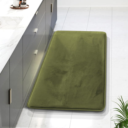 Clara Clark 3 Piece Bathroom Rugs Bath Mat Set, Velvet Memory Foam Bath Mats for Bathroom - Non-Slip, PVC Backing Bath Rugs, Washable - Dries Quickly, Green