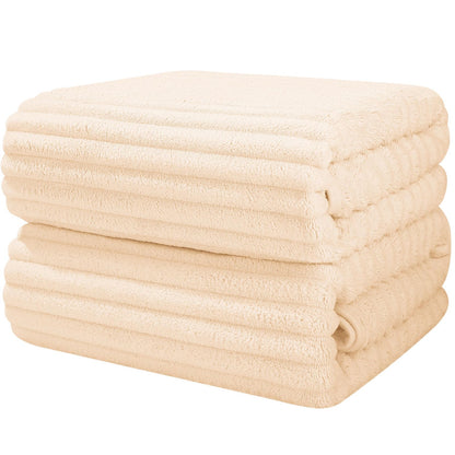 Luxury 4-Piece Quick-Dry Bath Towel Set 27.5X 55 Inches – Ultra Soft Microfiber for Bathroom, Bar, Pool, Gym & Travel – Elegant Twill Design
