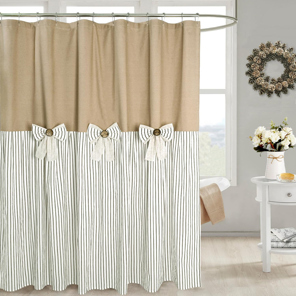 DOSLY IDÉES Farmhouse Black Shower Curtain, 72x72 inch