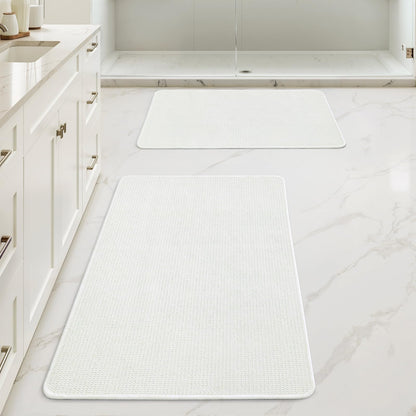 MIULEE Bathroom Rugs Set 2 Pieces, Thin Bath Mats Beige 17"x27"+20"x32"