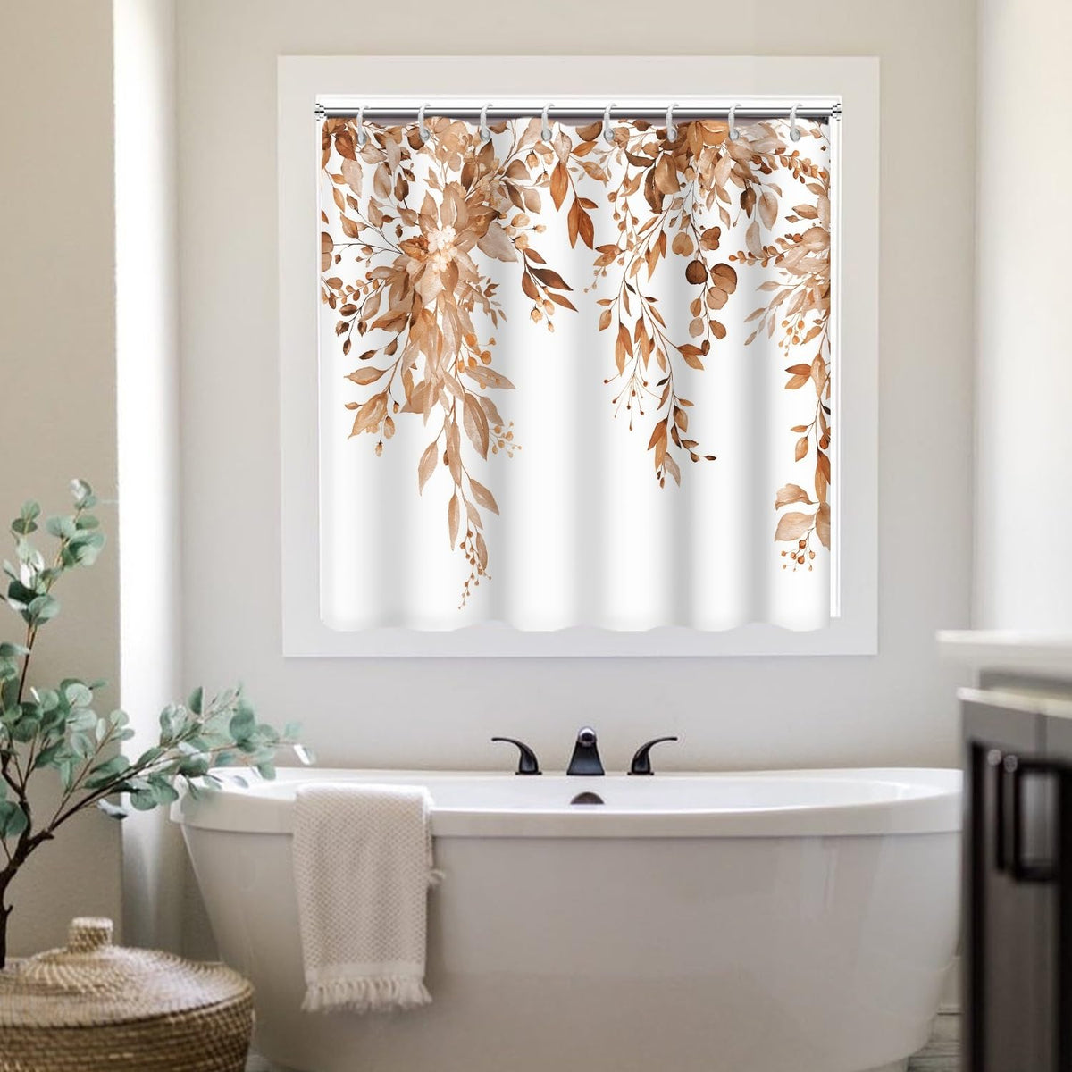 Blue and Green Eucalyptus Shower Window Curtain 40x36 Inch