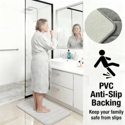 Memory Foam Bath Mat Set 3 Piece，Super Soft Absorbent Bathroom Rug Non Slip, Quick Dry,Machine Wash, Perfect Plush Bathroom Rugs,Home Decor Accessories,Grey