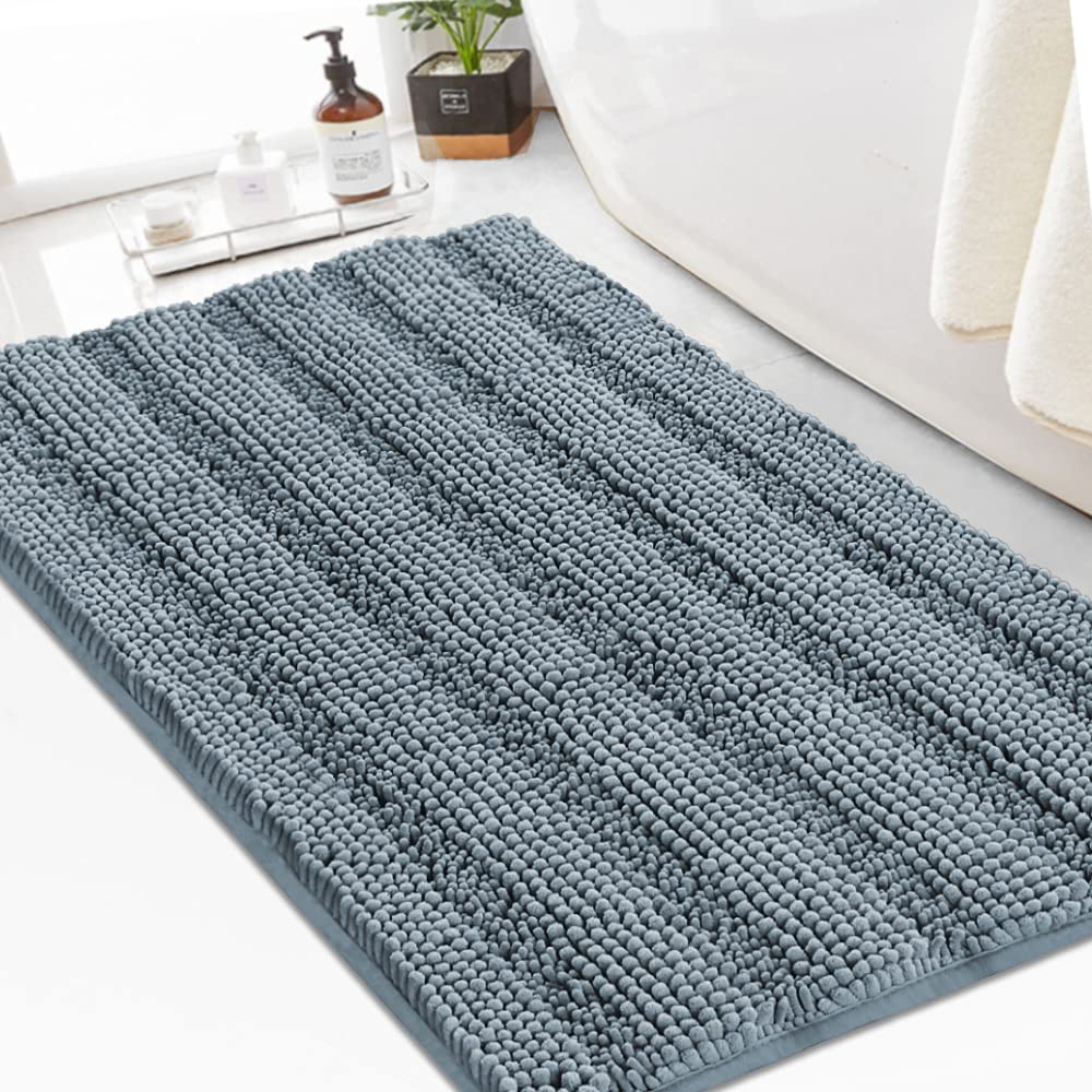 Turquoize Bathroom Runner Rug 17"x47", Soft Absorbent Chenille Bath Rug