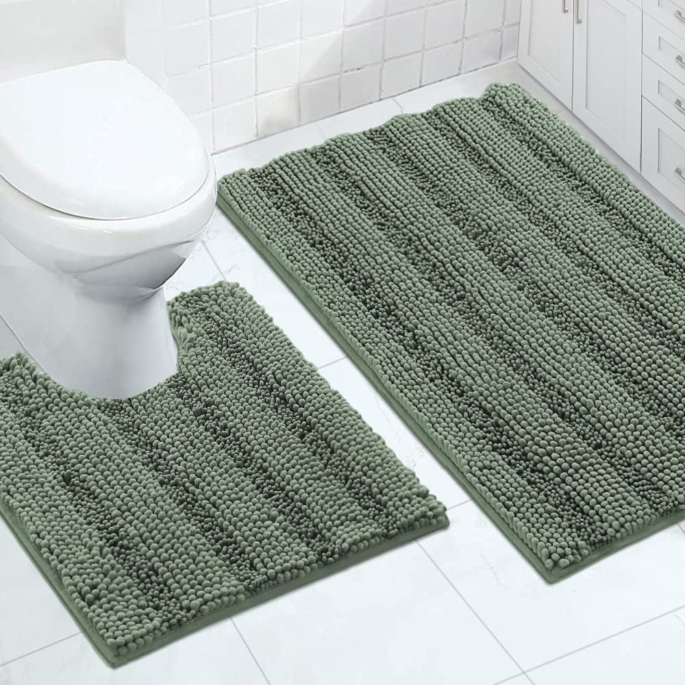 Turquoize Bathroom Runner Rug 17"x47", Soft Absorbent Chenille Bath Rug