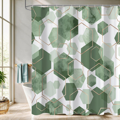 Litabel Sage Green Geometric Shower Curtain for Bathroom, 72x72
