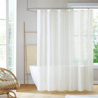 Madison Park Anna Sheer Shower Curtain for Bathroom, 72 x 72, Ivory