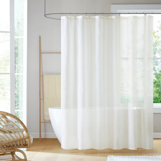 Madison Park Anna Sheer Shower Curtain for Bathroom, 72 x 72, Ivory