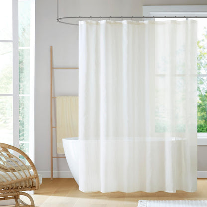 Madison Park Anna Sheer Shower Curtain for Bathroom, 72 x 72, Ivory