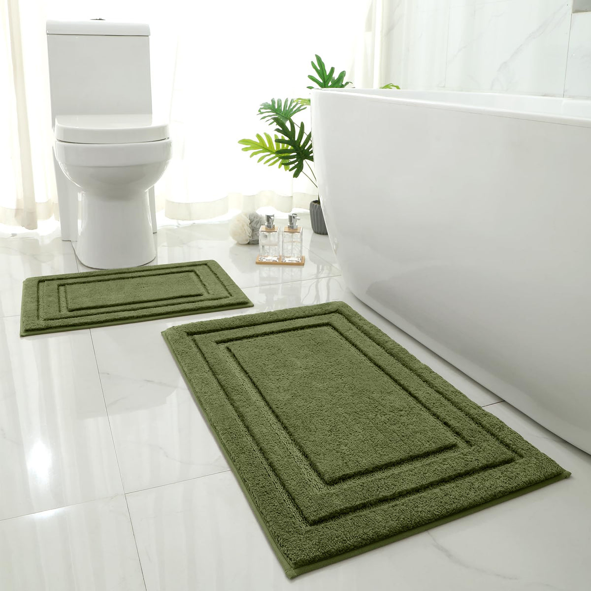 HOMEIDEAS Fall Bathroom Rugs Sets, 2 Piece Soft Bath Mat Burnt Orange